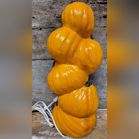 Gemmy Halloween Stacked Pumpkins Light Up Blow Mold Retro 90's Halloween Decorat - Picture 5 of 5